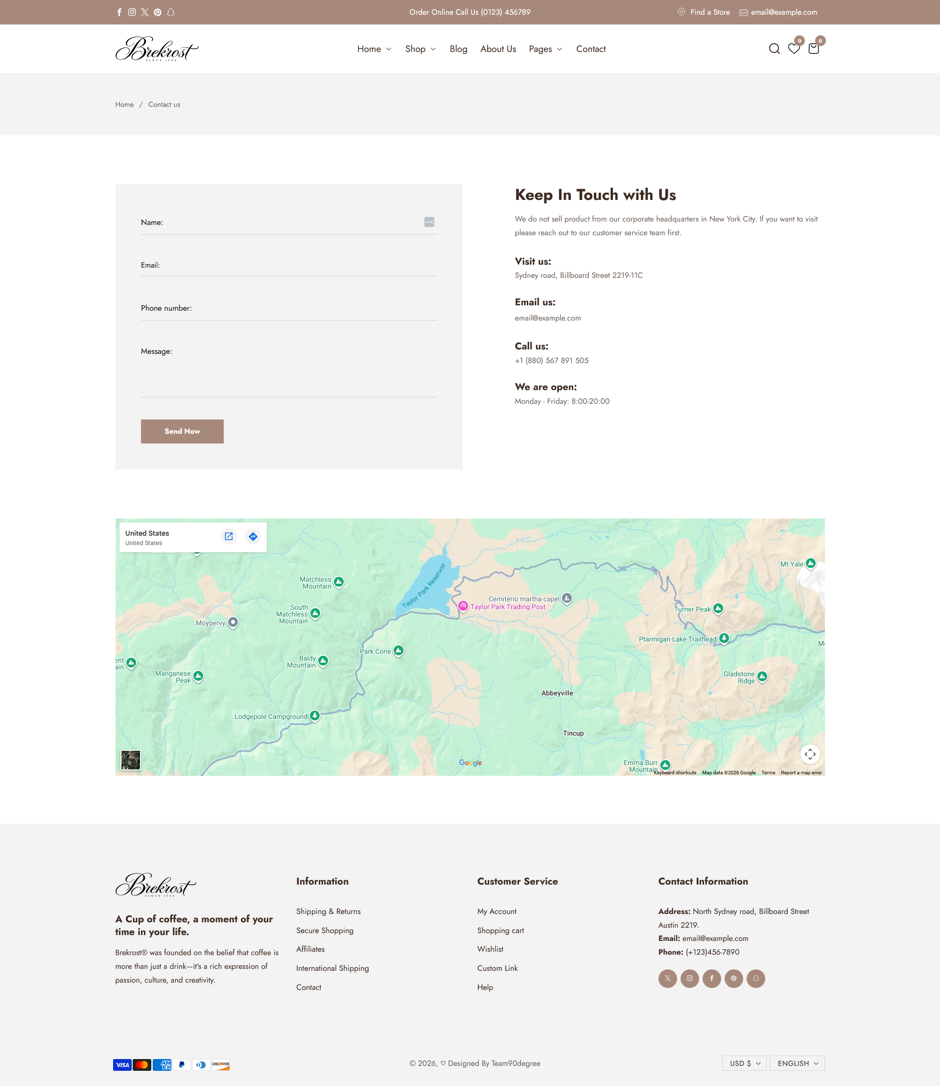 Contact page preview
