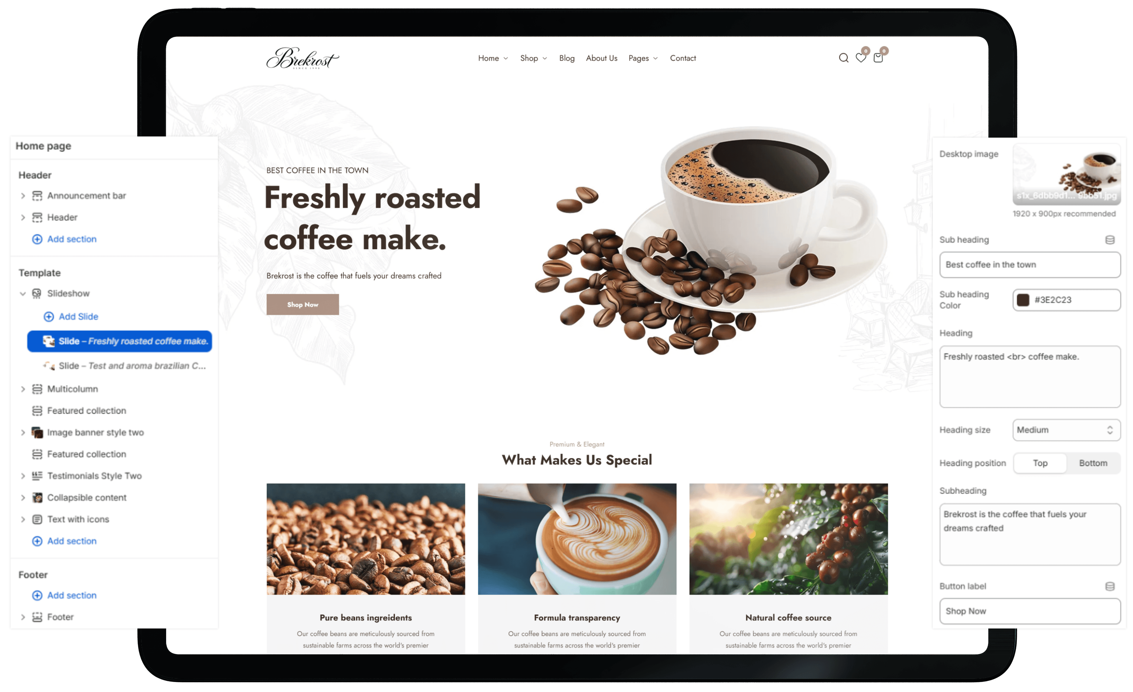 Brekrost coffee theme preview