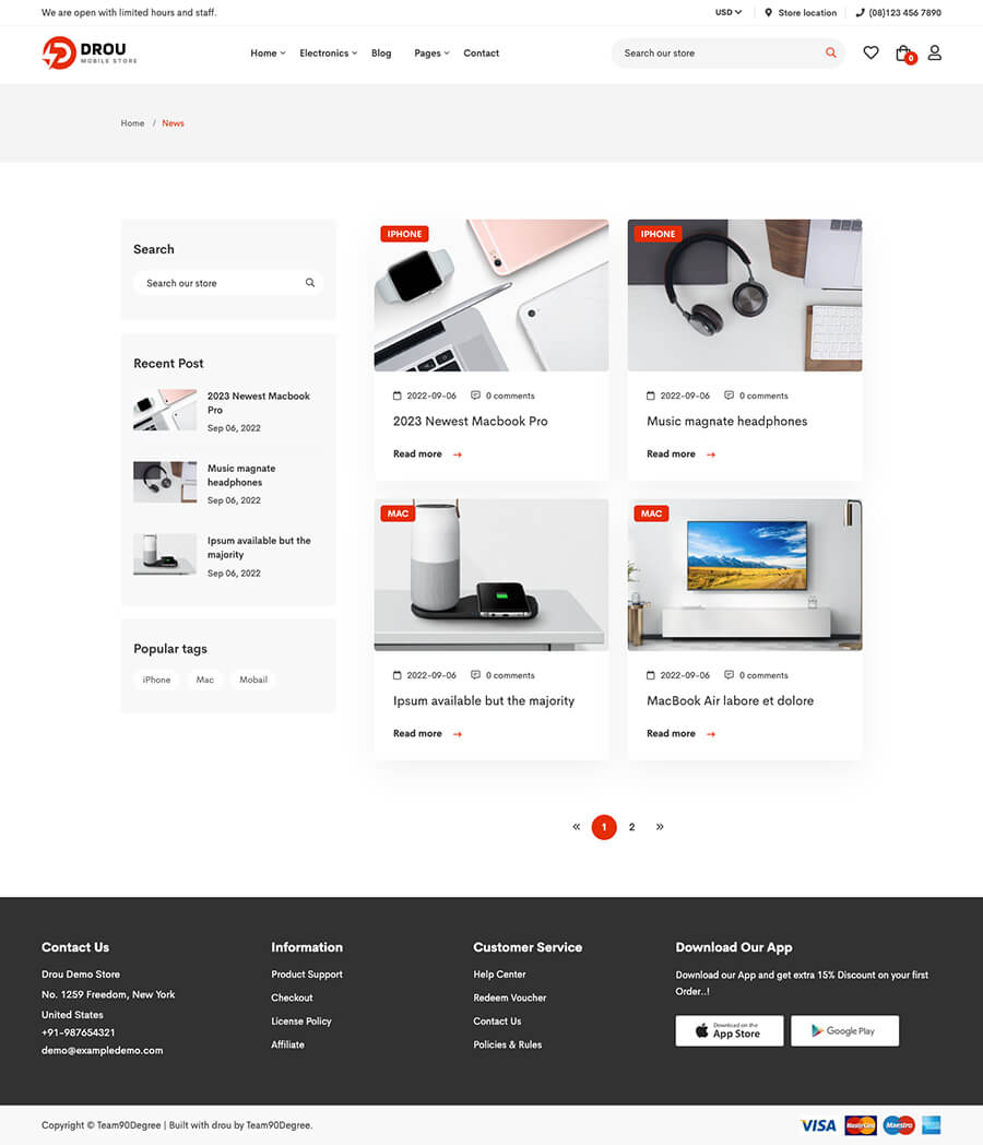 Drou - Electronics Store Shopify 2.0 Theme
