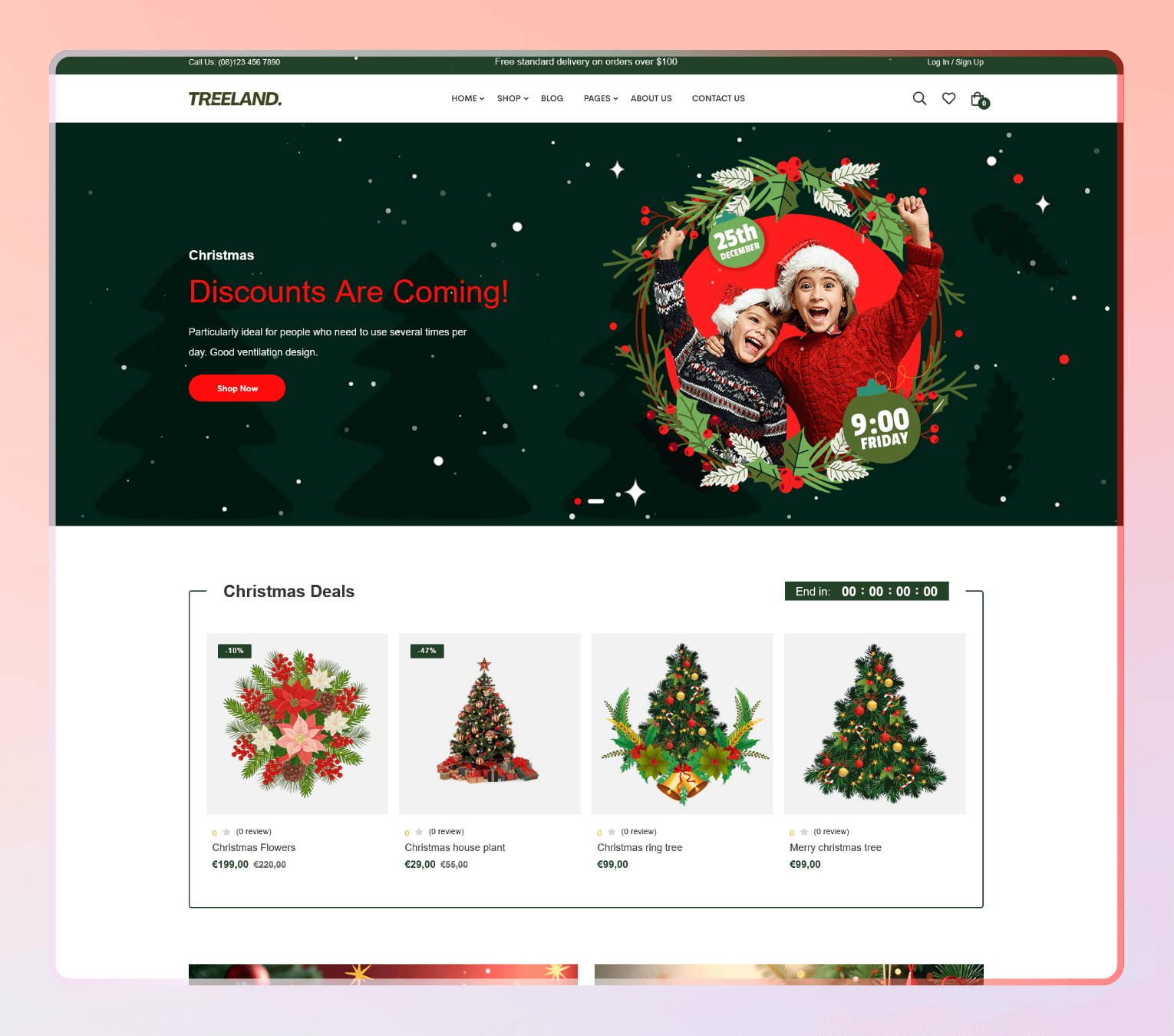 Treeland Plant Nursery Christmas Shopify Theme OS 2.0
