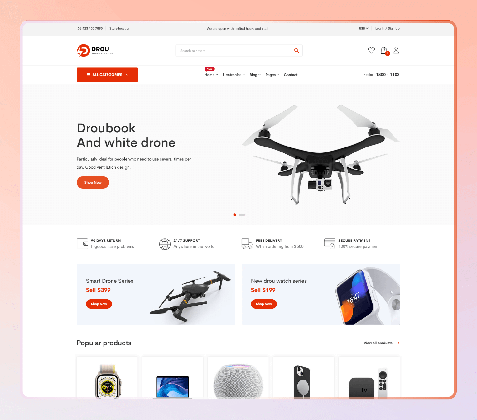 Drou – Minimal Shopify Theme for Electronics, Gadgets & Tech Accessories