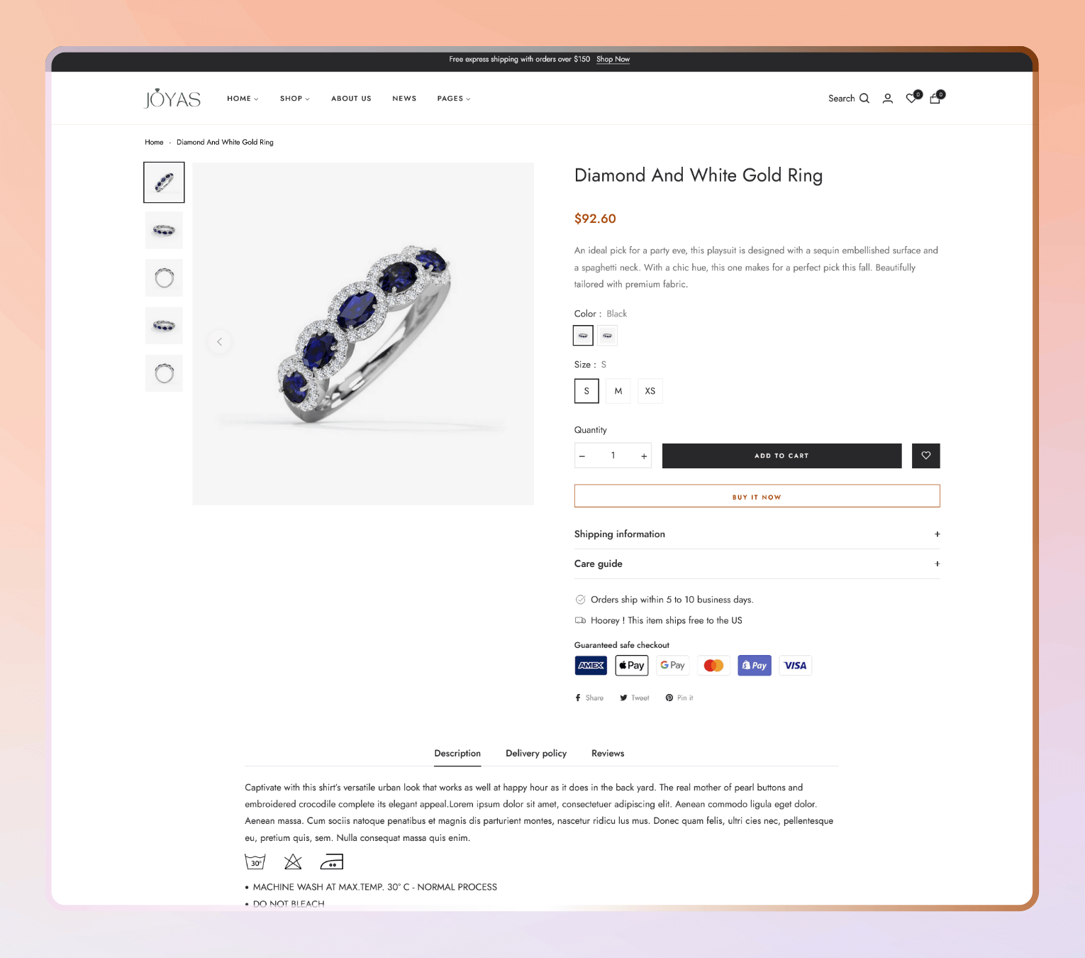 Joyas – Shopify Theme for Modern Jewelry, Accessories & Minimalist Luxury Stores