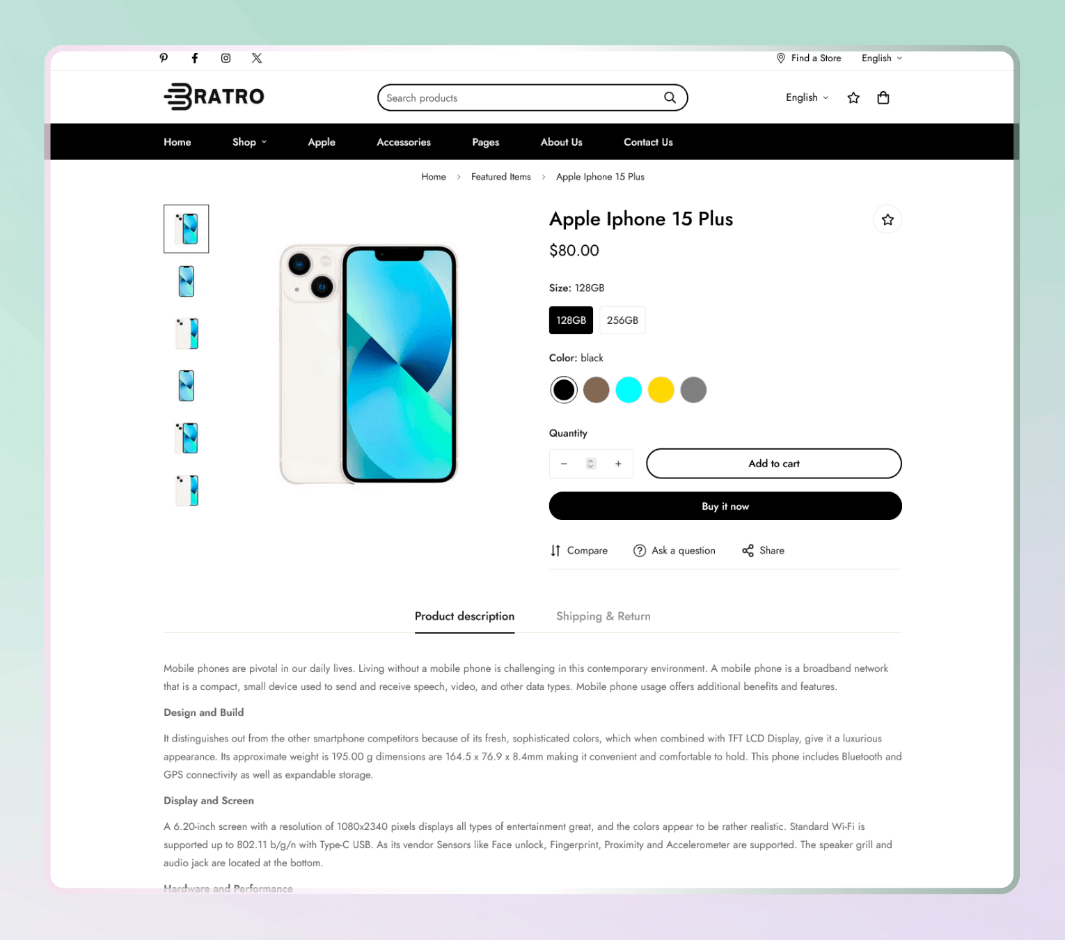 Bratro – Shopify Theme for Electronics, Gadgets & Tech Retail Stores