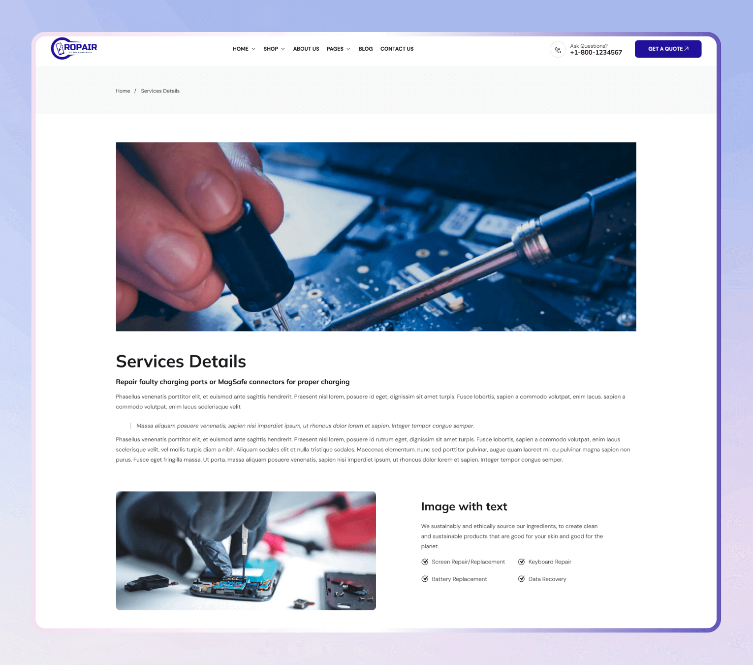 Ropair – Shopify Theme for Electronics Repair Shops Mobile Services & Tech Support