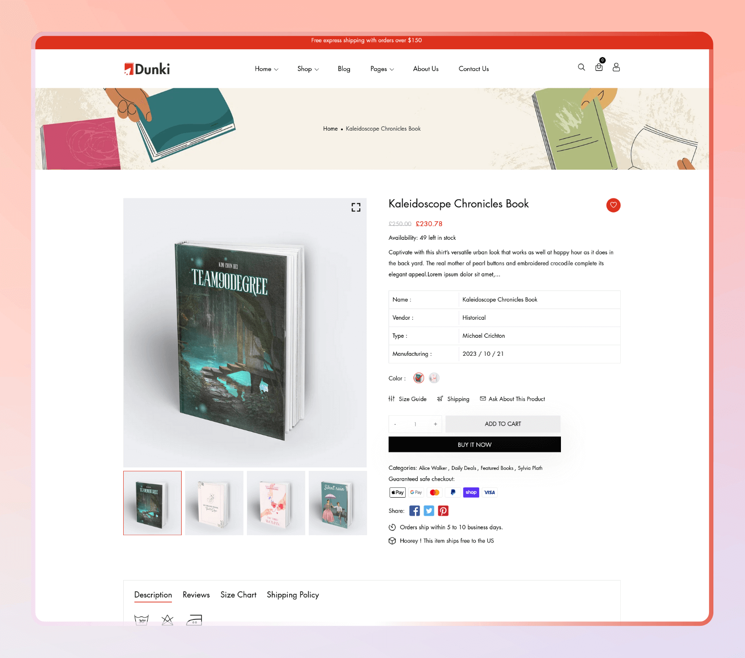 Dunki – Shopify Theme for Bookstores, Magazine Shops & Literary Brands.