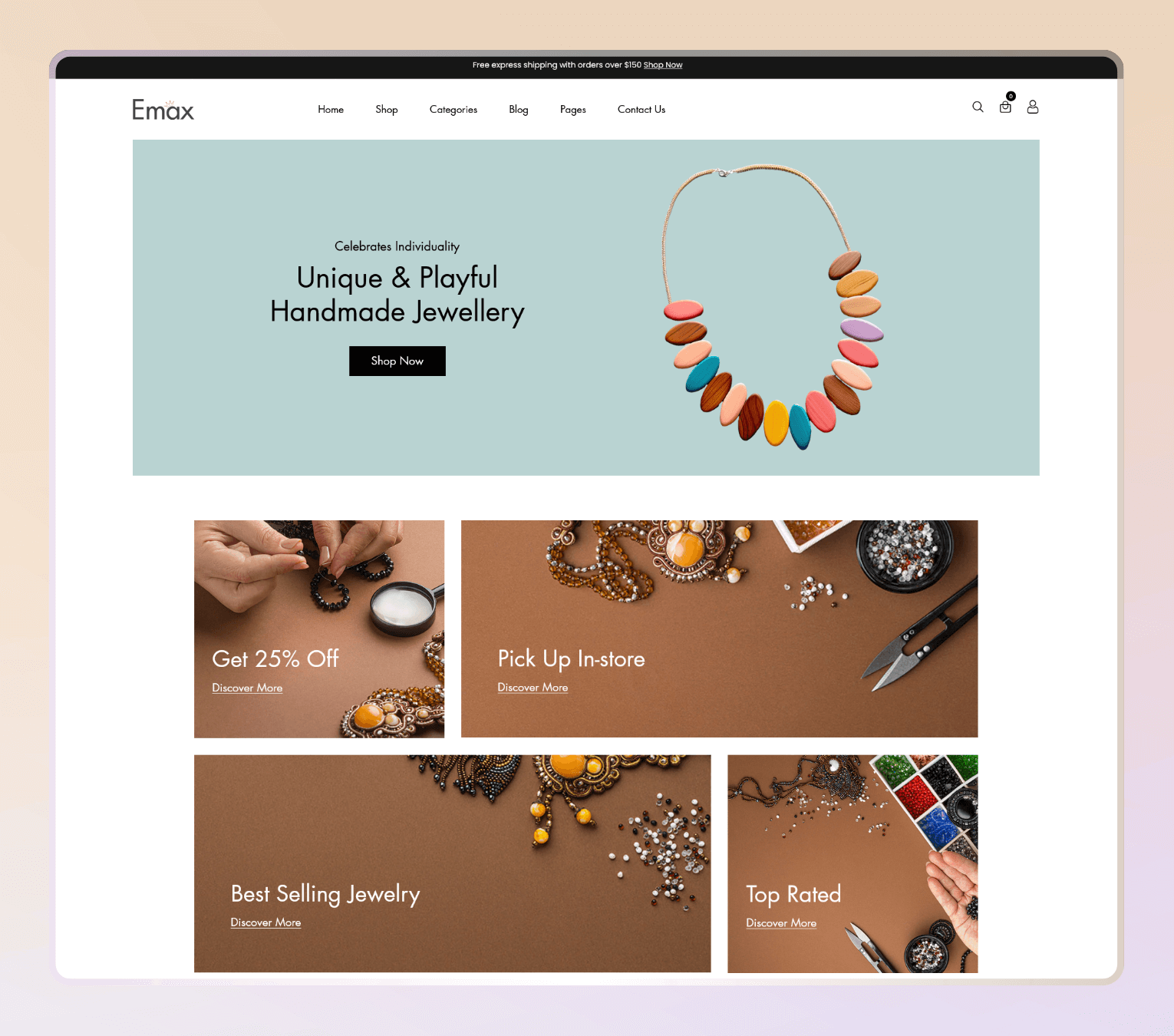 Emax – Minimal Shopify Theme for Jewelry, Accessories & Luxury Boutiques