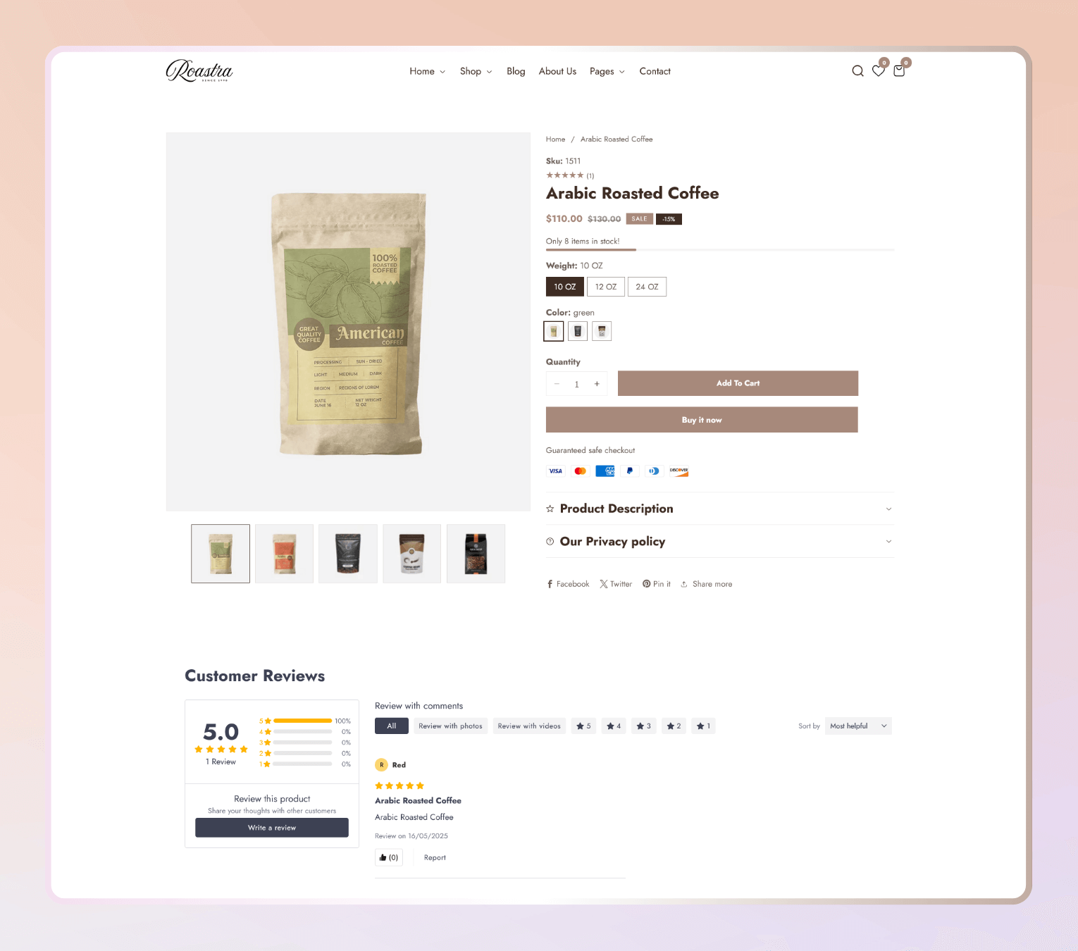 Roastra – Premium Shopify 2.0 Theme for Coffee Shops, Tea Stores & Beverage Brands