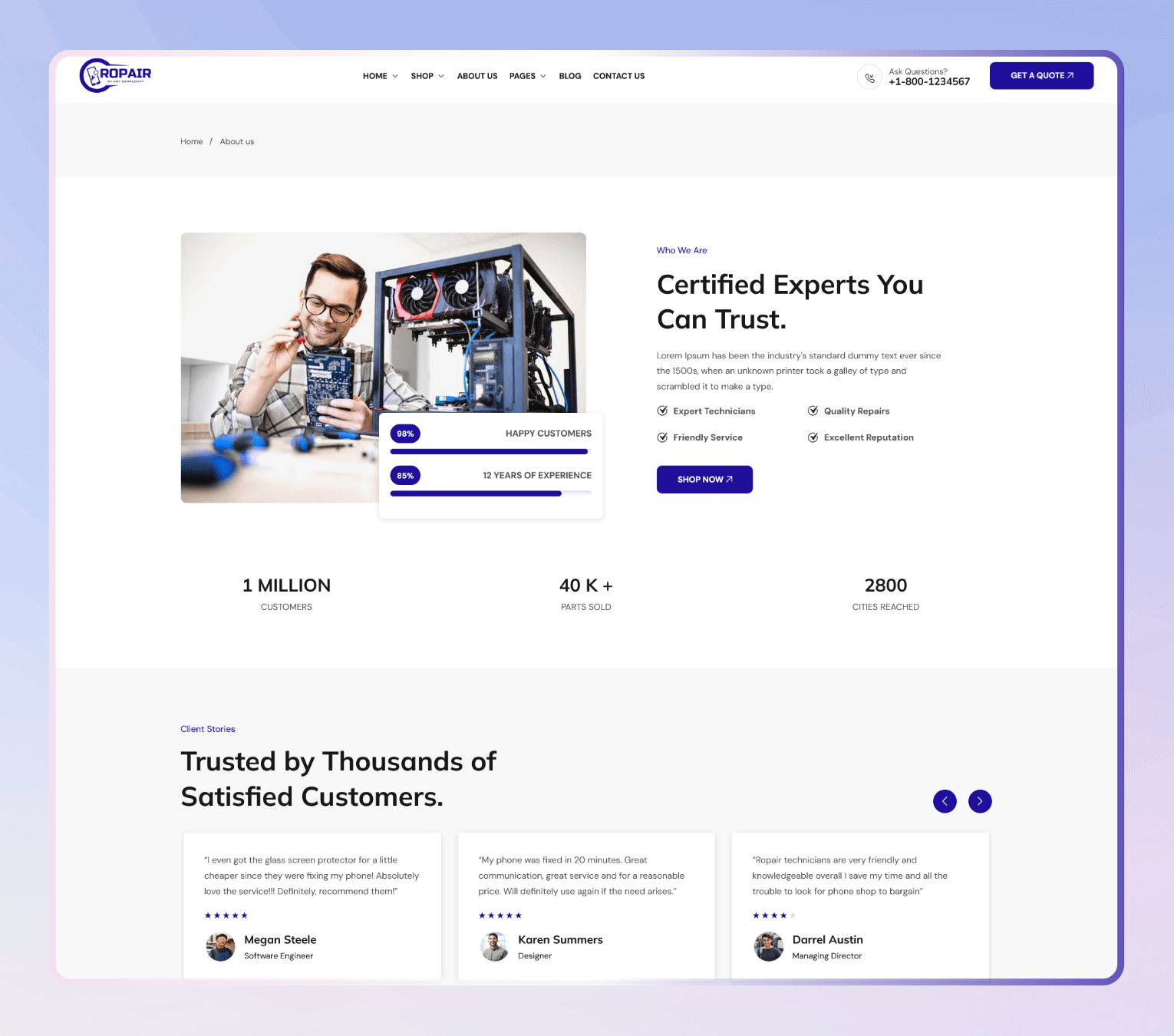 Ropair – Shopify Theme for Electronics Repair Shops Mobile Services & Tech Support