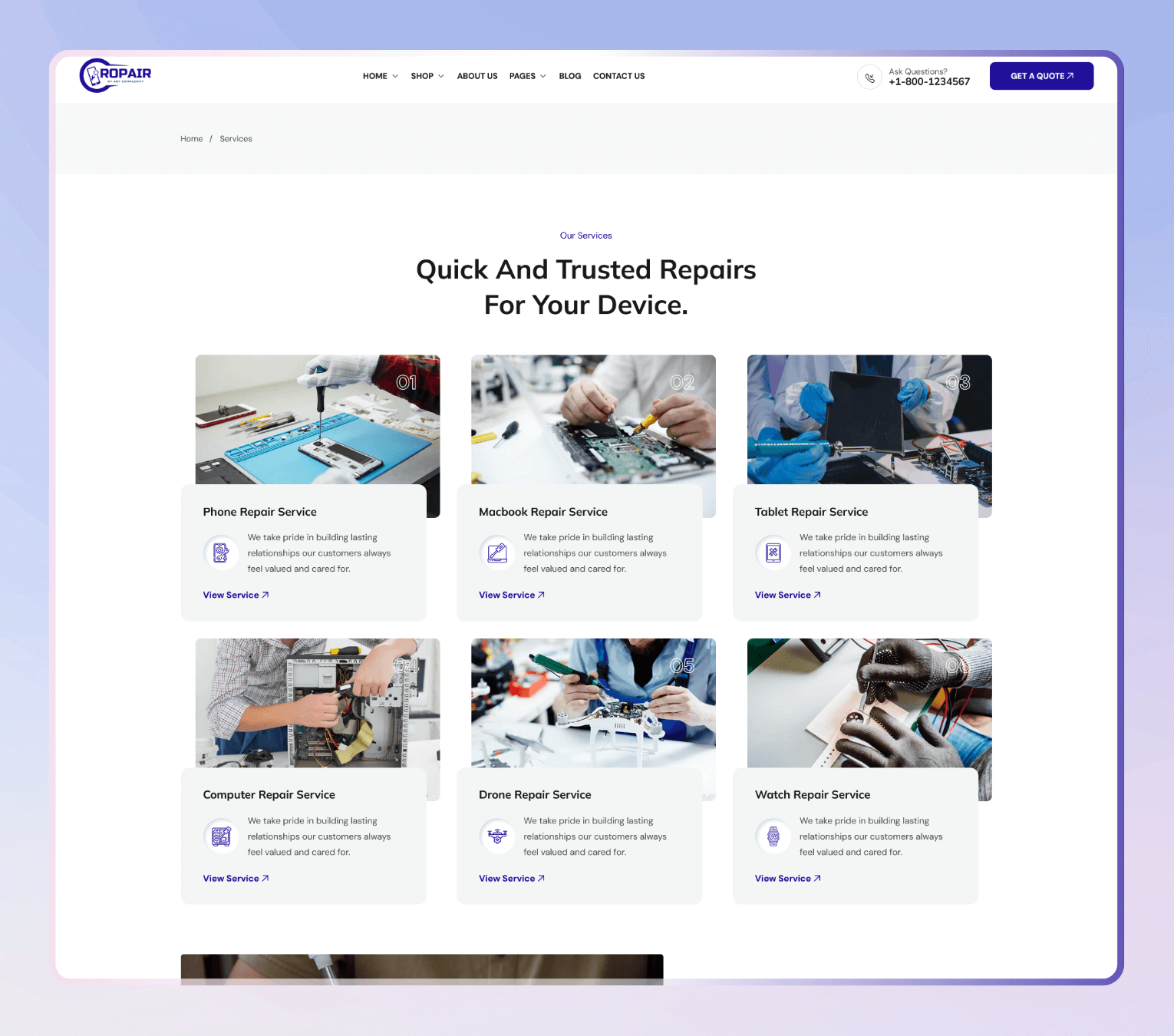 Ropair – Shopify Theme for Electronics Repair Shops Mobile Services & Tech Support