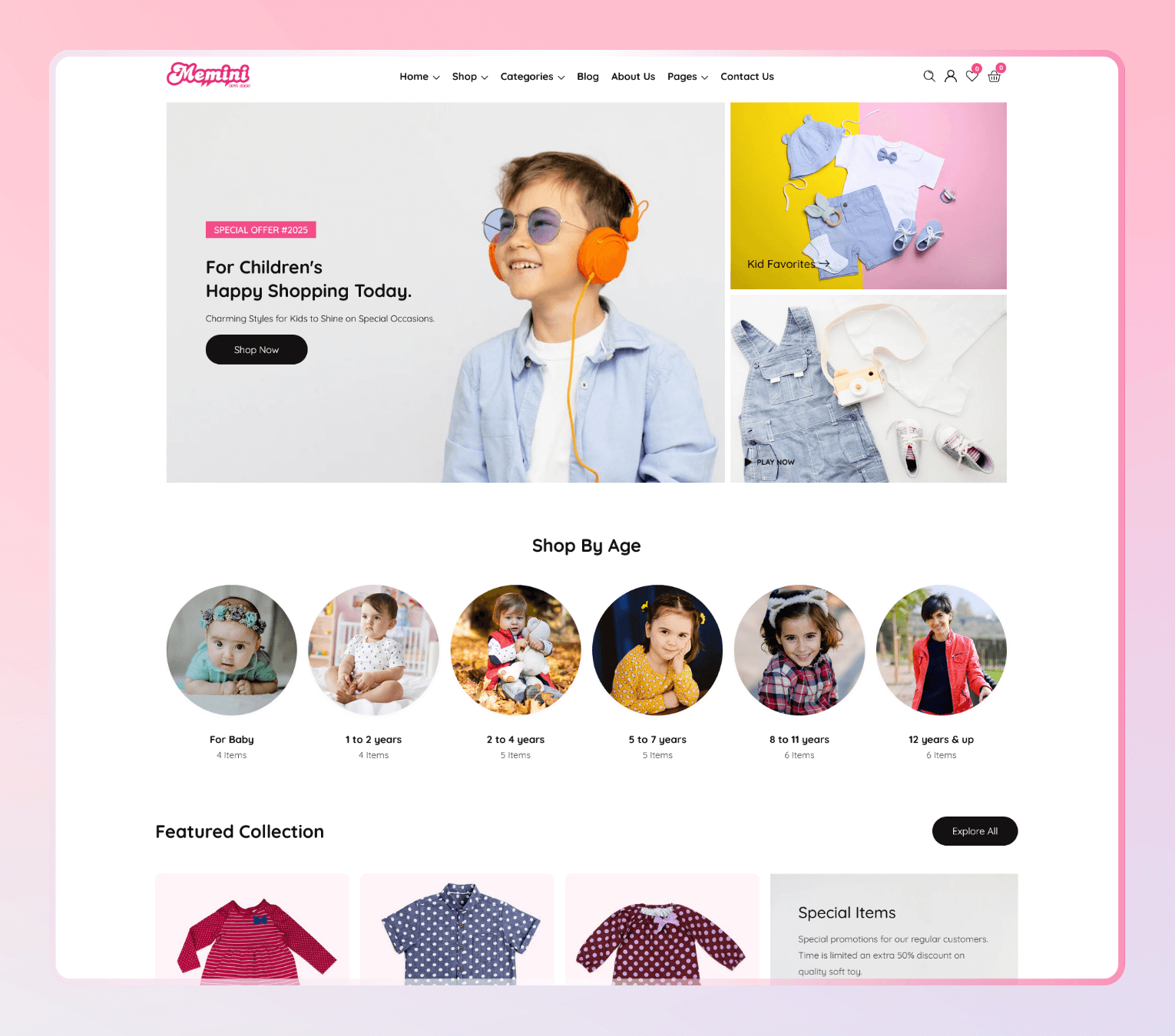 Memini – Shopify Theme for Kids Fashion, Toys & Baby Stores.