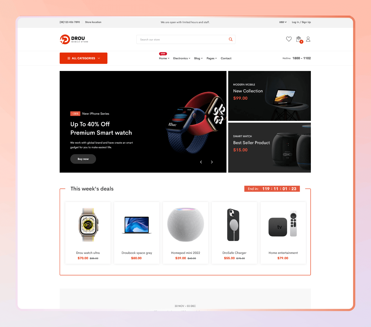 Drou – Minimal Shopify Theme for Electronics, Gadgets & Tech Accessories