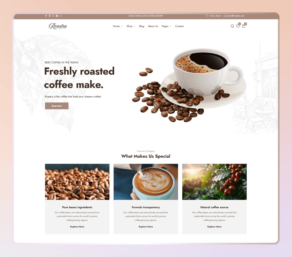 Roastra - Modern Coffee & Tea Store Shopify Theme OS 2.0