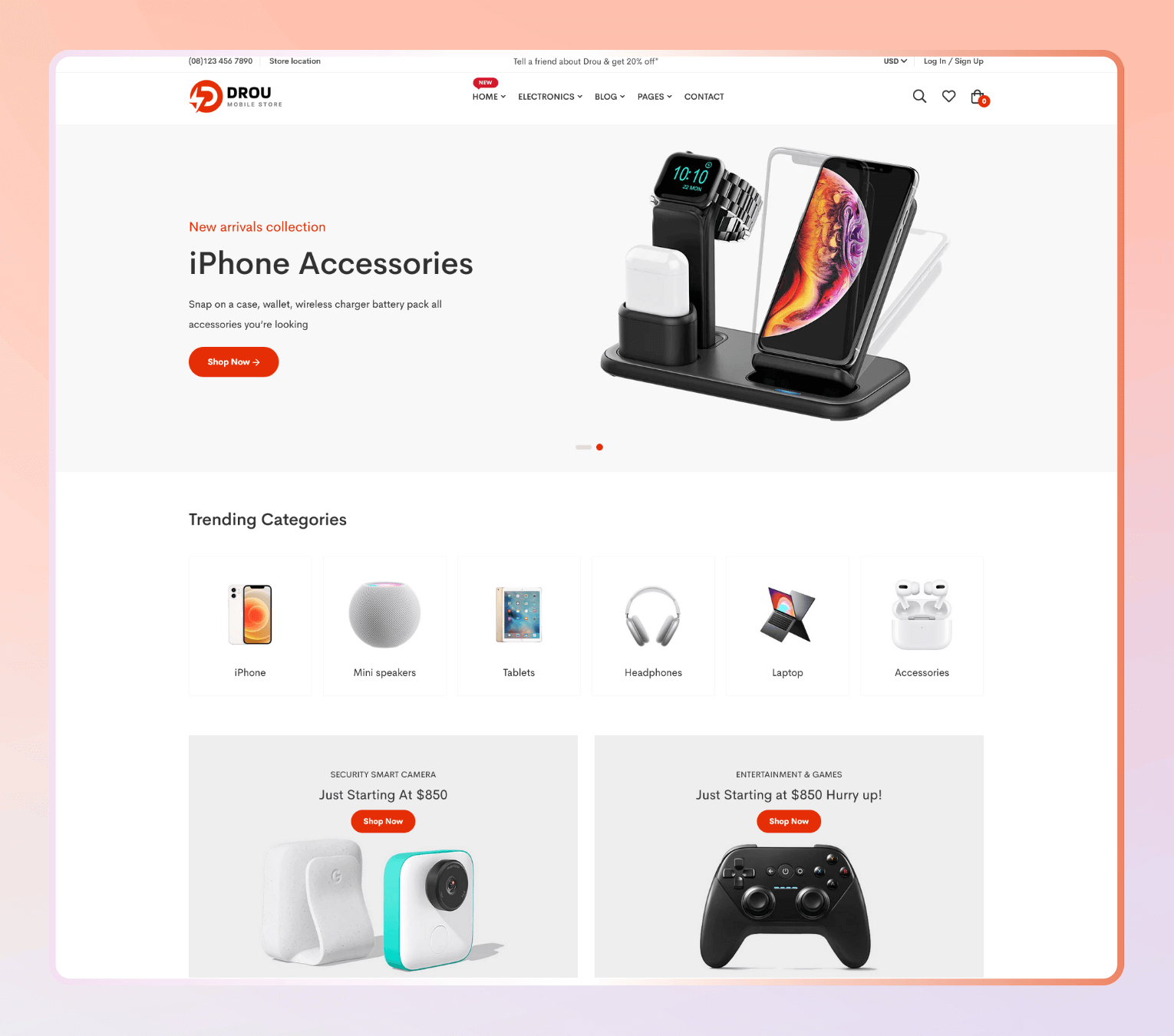 Drou – Minimal Shopify Theme for Electronics, Gadgets & Tech Accessories