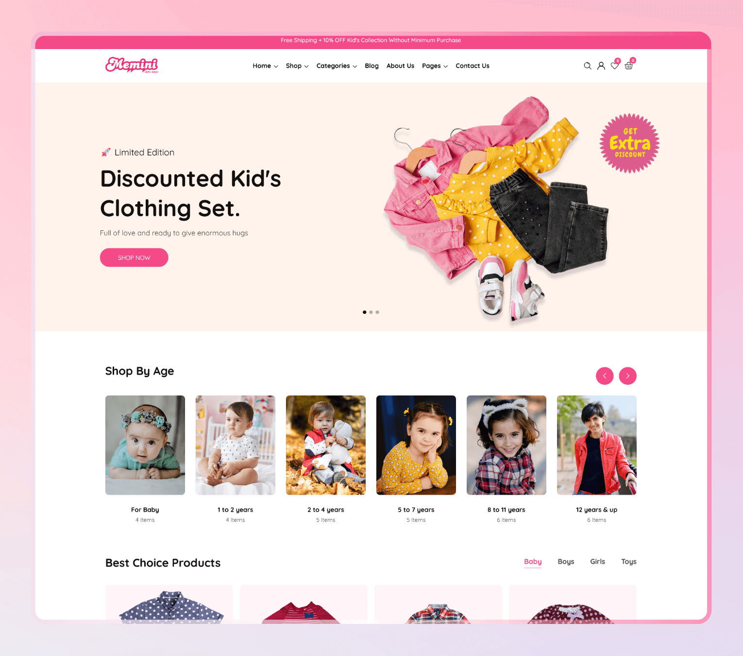 Memini – Shopify Theme for Kids Fashion, Toys & Baby Stores.